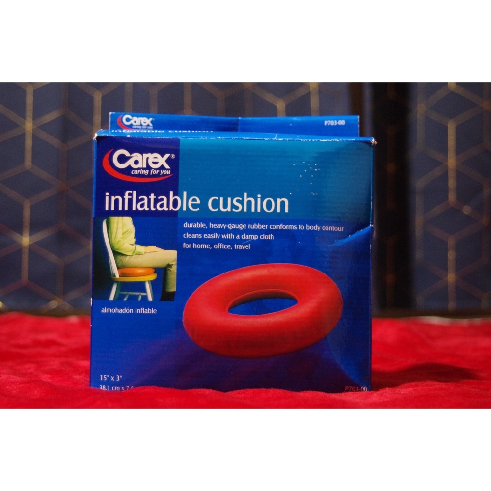 Carex‎ Inflatable Donut Cushion - For Tailbone Pain, 1 Count (Pack of 1), Red